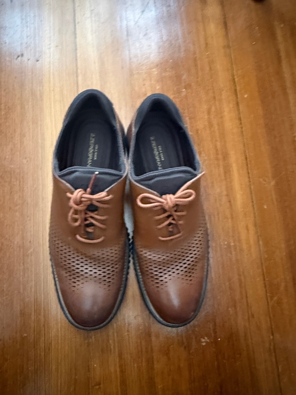Cole Haan Brown Perforated Leather Oxfords